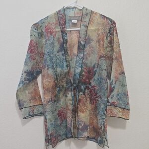 Dinah Lee Floral Chiffon Top - Pastel Blue & Pink S
